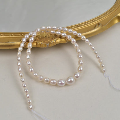 1033 High-quality Strong Light Near Flawless  Pearl Tower Chain Natural Freshwater Rice Pearl DIY Necklace