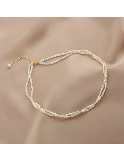 Freshwater pearl neck chain female multi-layer Internet celebrity temperament fringed short versatile fairy super fairy young collarbone chain