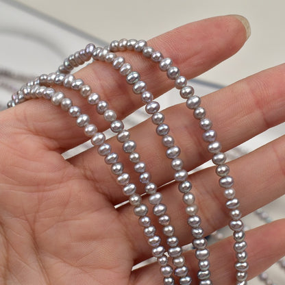 1137 3-4Mm Grey, Pearl Freshwater Pearl DIY Bracelet Necklace work in progress Natural Pearl