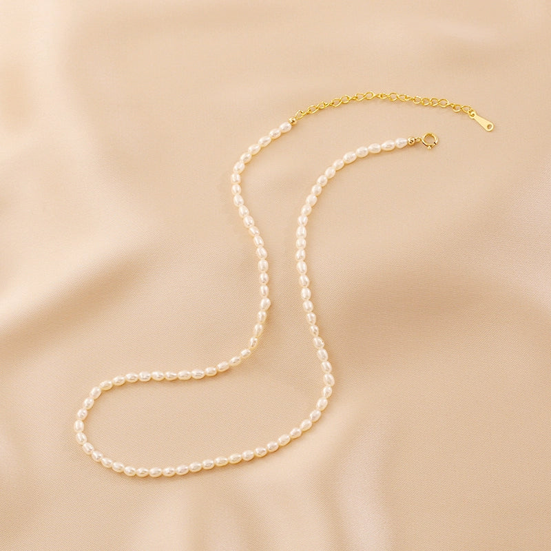 Natural Freshwater Millet Pearl Necklace Ladies Summer