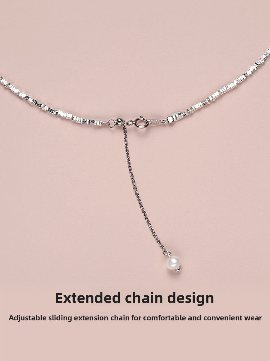 Pearl Necklace Women's Freshwater Strong Light Sterling Silver Shining Smile