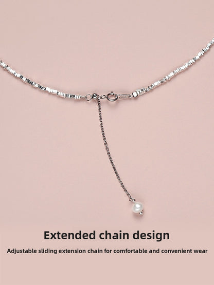 Pearl Necklace Women's Freshwater Strong Light Sterling Silver Shining Smile