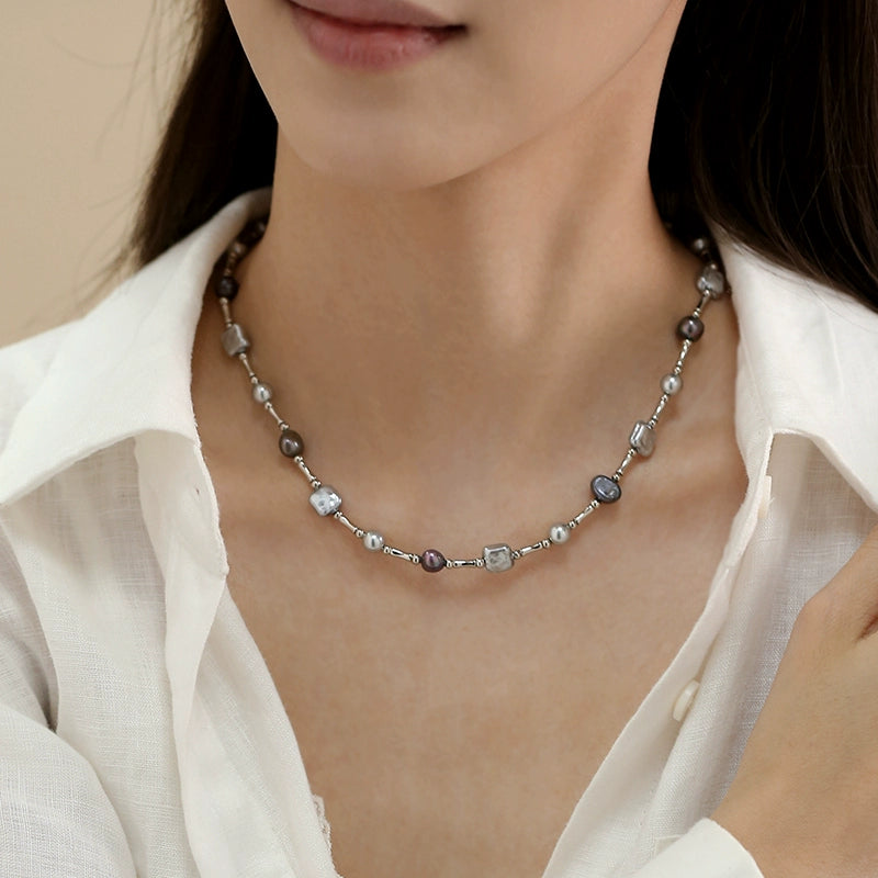 Gypsy Star Madoma  Pearl Necklace Women's Design Sense Splicing Natural Baroque Beads