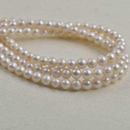1200 Zhuji pearl 5-6mm white near-round pearl string