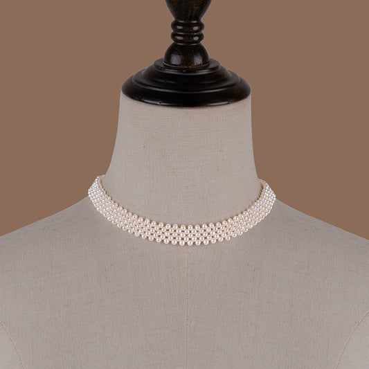 Natural freshwater pearl necklace commuter neck S925 sterling silver simple fashion short URL female XL146