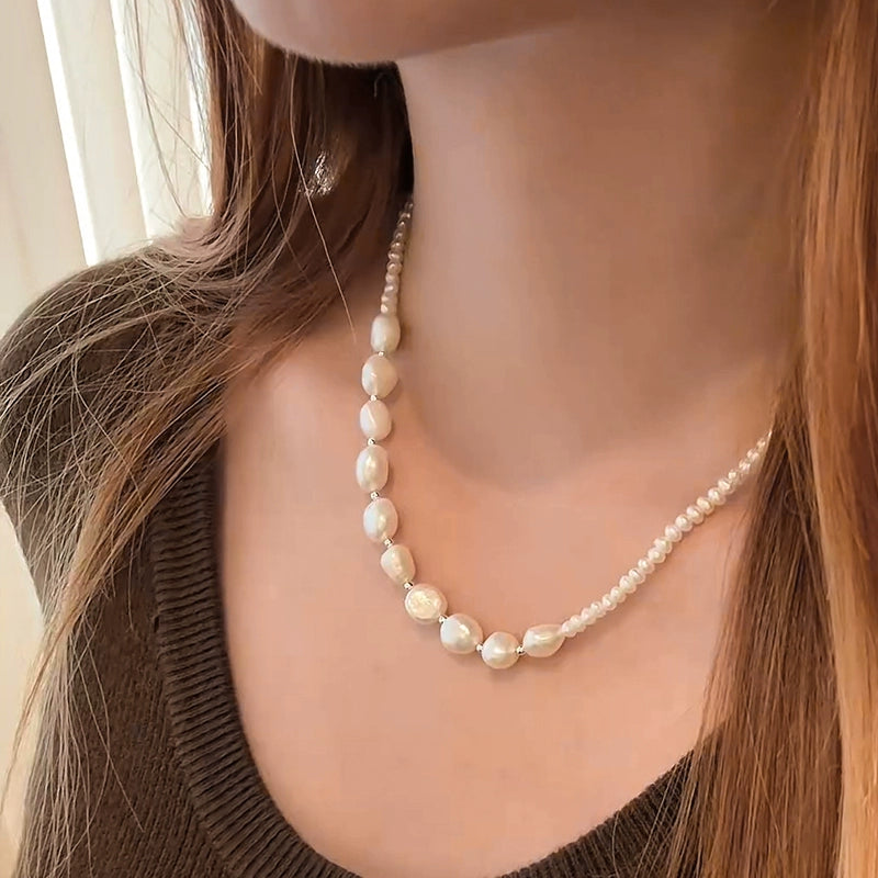 Mr. He natural necklace lady gradual change baroque bead design sense