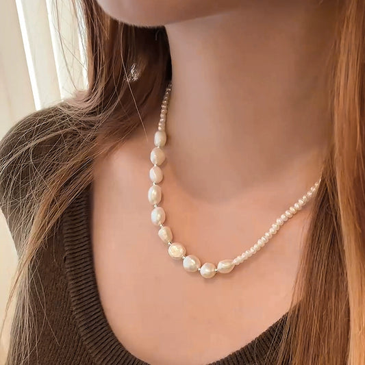 Mr. He natural necklace lady gradual change baroque bead design sense