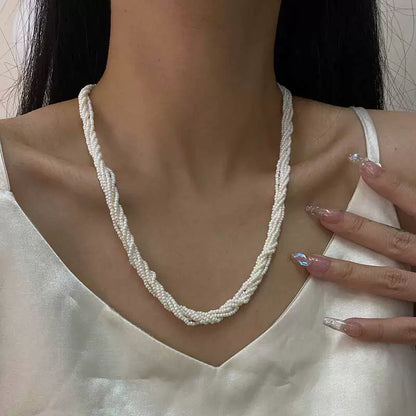 French retro multi-layer winding small beads sweater chain personalized atmosphere necklace new explosion