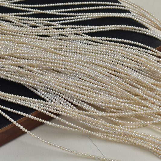 1133 natural freshwater pearls 2-3mm near round beads small flat beads loose beads DIY work in progress a string length about 38cm