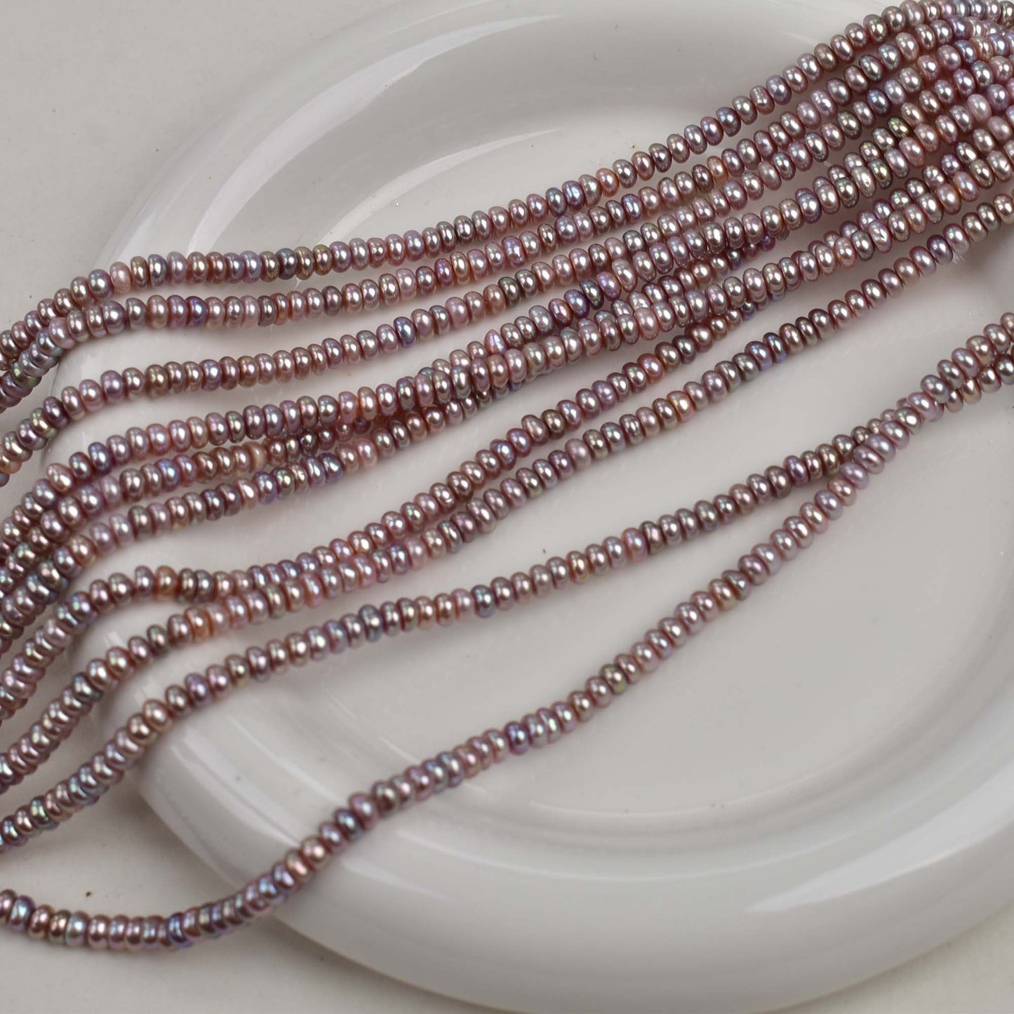 1248 Extended 40cm about 4mm flat beads, natural freshwater pearl DIY jewelry