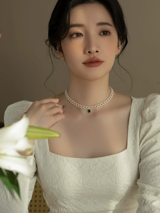 Vintage Handmade Woven Pearl Necklace Choker Multi-layer Chain New Girls Gift