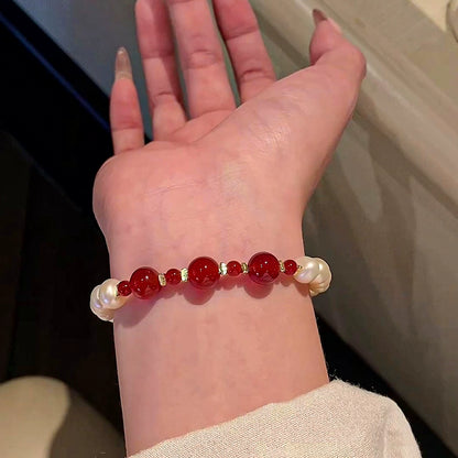 Mr. He Natural Pearl Necklace Bracelet Set Women's New Chinese Agate Splicing Jewelry