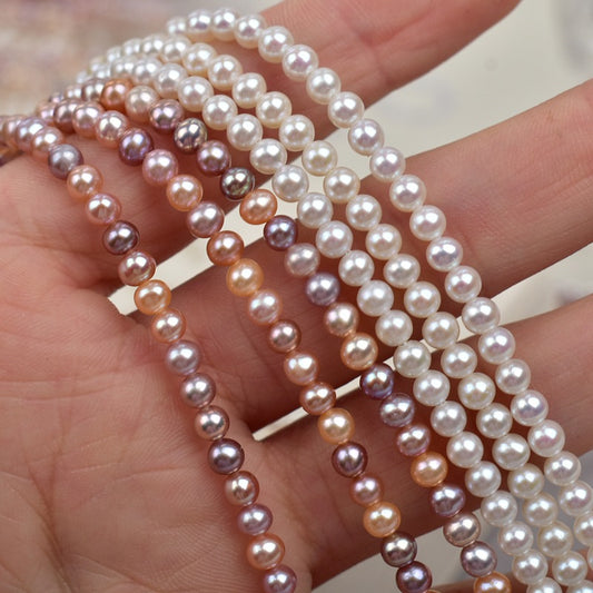 1182 Natural Freshwater Pearl Approx. 4mm Near Round Pearl Necklace work in progress DIY Jewelry Accessories