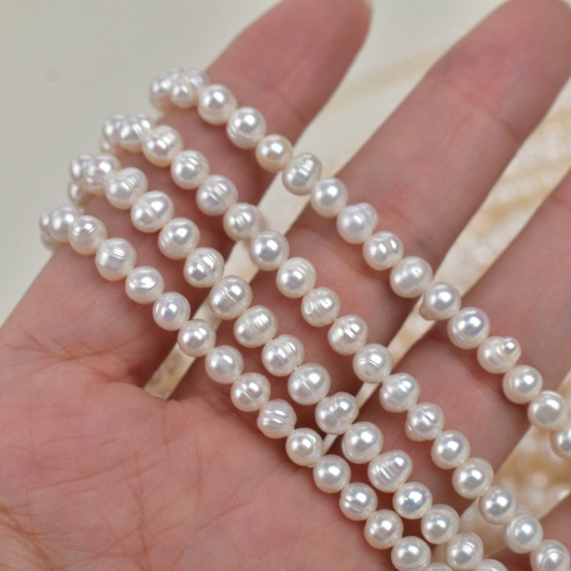 1180 Zhuji 4-5mm natural freshwater pearl nearly round thread work in progress bare beads DIY jewelry loose beads beads wholesale