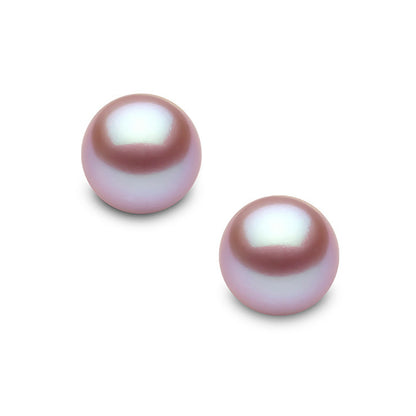 18K Gold with Natural Freshwater Pearl Stud Earrings, White Purple Pearl Stud Earrings Mother's Day Pearl Gift