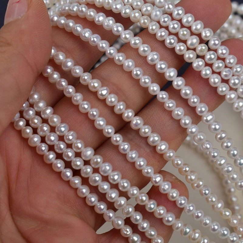 1188 3-3.5 mm Near Round Pearl Natural Freshwater Pearl Necklace work in progress DIY Loose Bead Jewelry Accessories