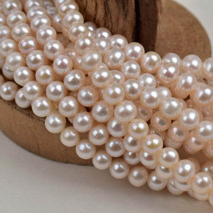 1111 Natural Fresh Water 7-8mm Near Round Nucleless Pearl Necklace String work in progress
