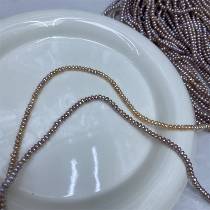 1218 natural freshwater pearls 2-3mm flat beads purple abacus beads necklace work in progress DIY handmade loose beads