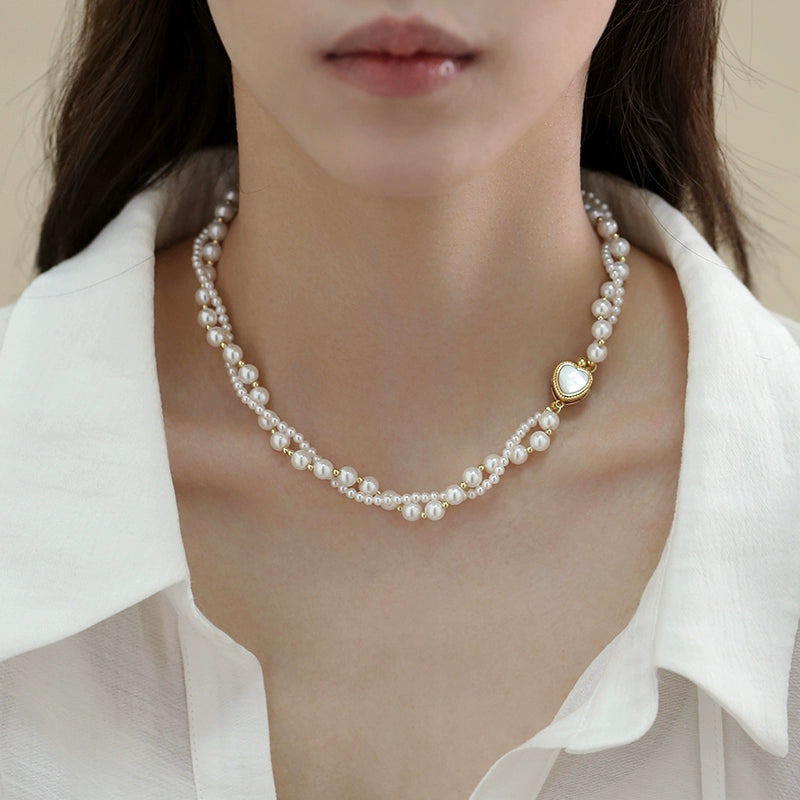 Pearl Necklace Ladies Premium Double Winding Twist French European and American Fritillary Love