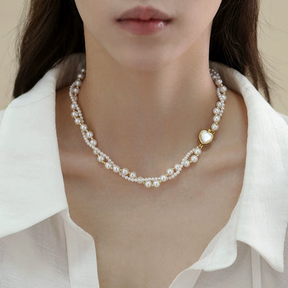 Pearl Necklace Ladies Premium Double Winding Twist French European and American Fritillary Love