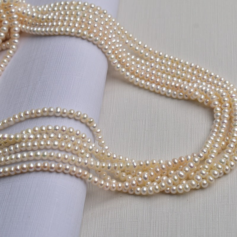 1216 4-5Mm gold round, natural freshwater pearl loose beads work in progress DIY handmade