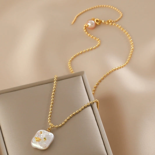 European and American personality baroque natural pearl pendant women bead chain ins design necklace
