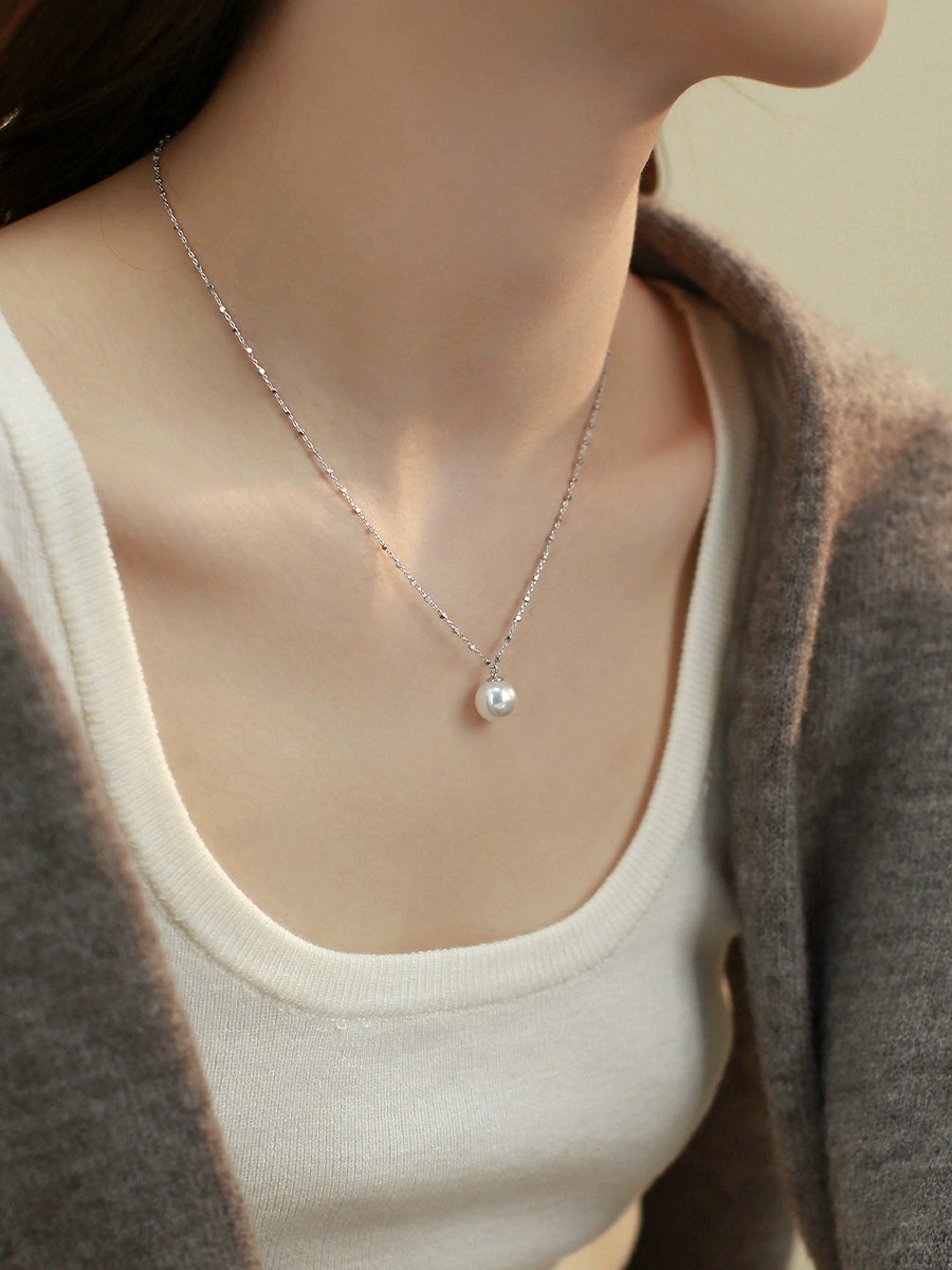 Zhengyuan Single Pearl Pendant Necklace Ladies Exquisite S925 Sterling Silver