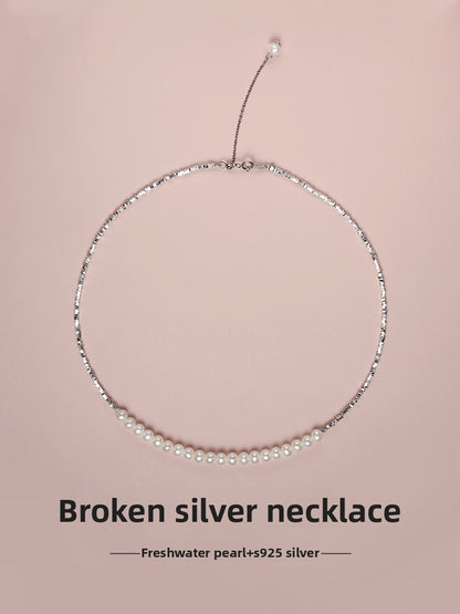 Pearl Necklace Women's Freshwater Strong Light Sterling Silver Shining Smile