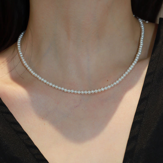 1621    3-4mm  pearl necklace stacked