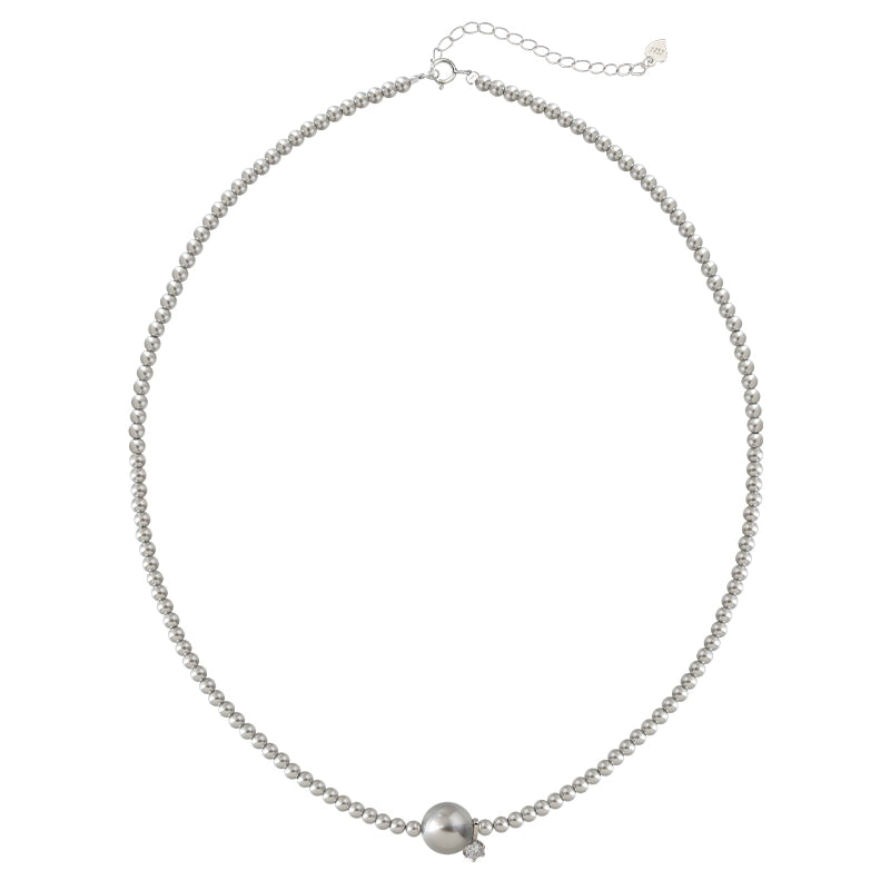 Pearl Necklace Ladies Single Pearl Flash Diamond Pendant S925 Sterling Silver