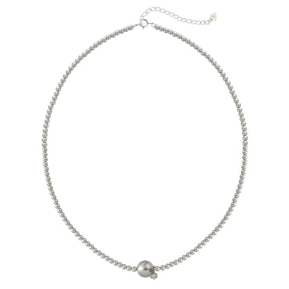 Pearl Necklace Ladies Single Pearl Flash Diamond Pendant S925 Sterling Silver