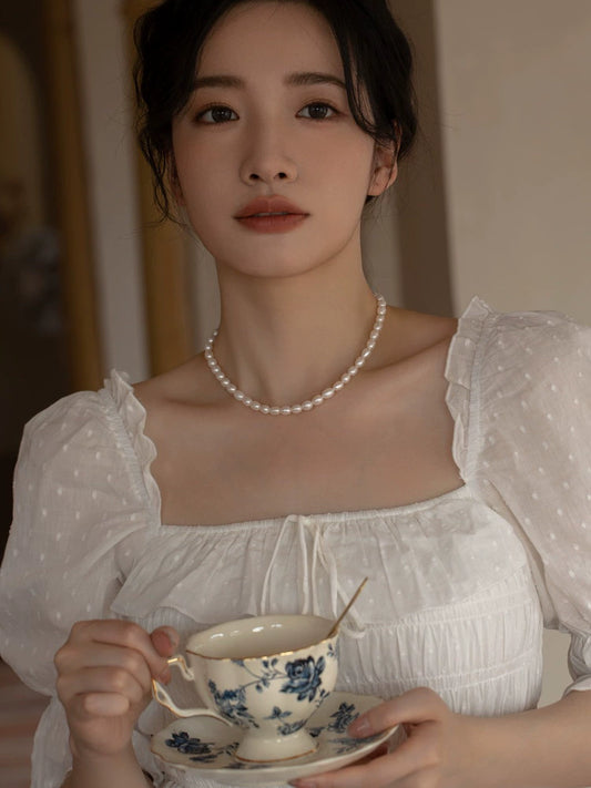 Natural Freshwater Pearl Necklace Design Chain Jewelry Collar Women Stacked Wear