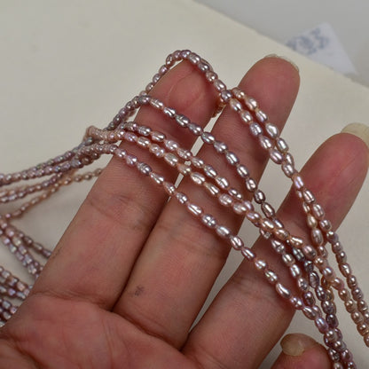 1197 2-3Mm natural freshwater pearl necklace work in progress purple beads