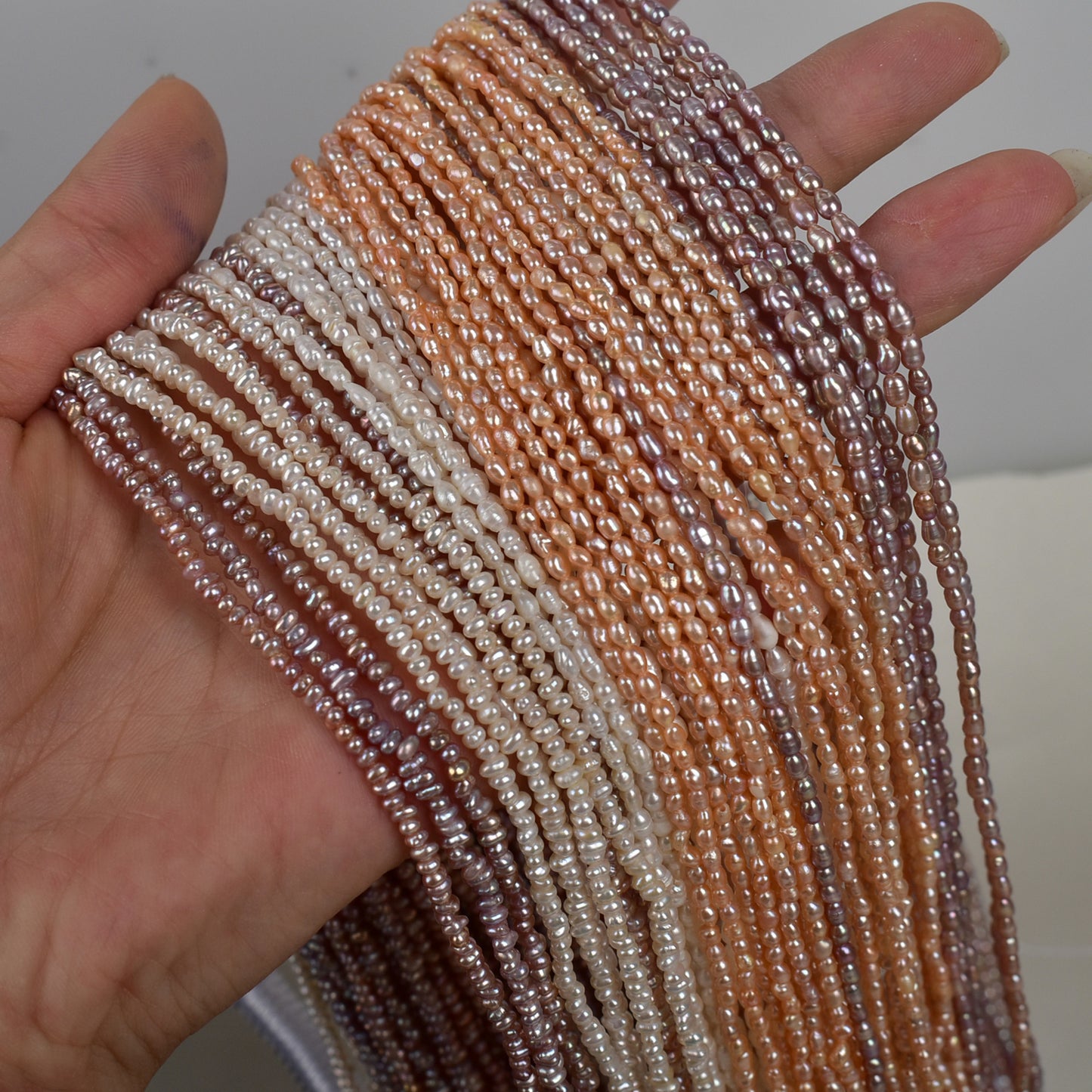 1197 2-3Mm natural freshwater pearl necklace work in progress purple beads