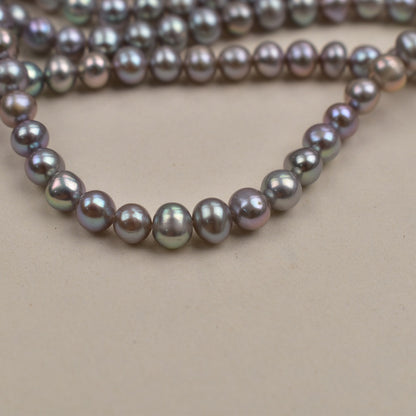 1176 5-5.5 mm Near Round Grey Pearl Natural Fresh Water, Grey Loose Bead Jewelry Accessories DIY work in progress