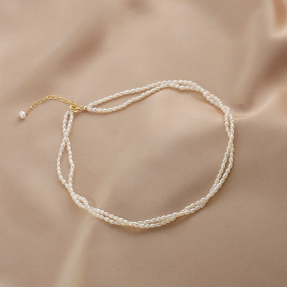 Freshwater pearl neck chain female multi-layer Internet celebrity temperament fringed short versatile fairy super fairy young collarbone chain