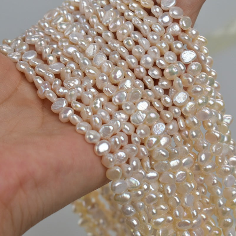 1319 40cm long, Baroque double-sided light pearl Irregular 5-6mm Natural freshwater pearl Raw materials working in progress