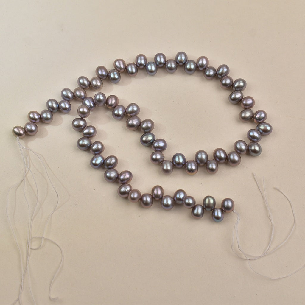 1032  Natural freshwater pearl 7-8mm Panax notogeng gray rice bead necklace work in progress DIY loose bead jewelry accessories