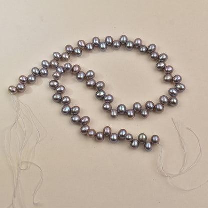 1032  Natural freshwater pearl 7-8mm Panax notogeng gray rice bead necklace work in progress DIY loose bead jewelry accessories