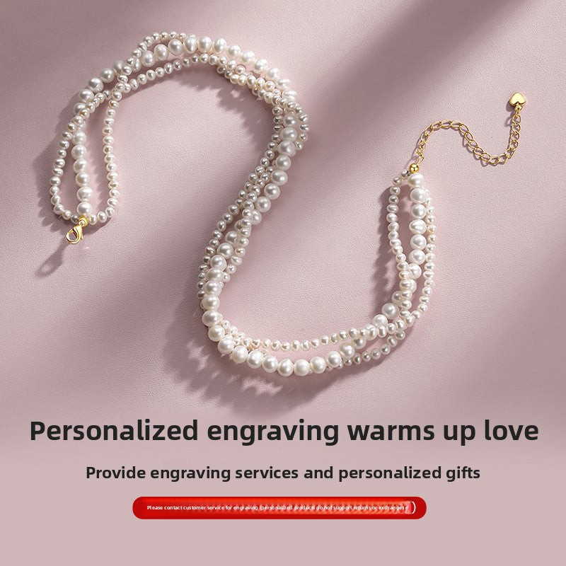 Multi-layer Twist Pearl Necklace Women's Natural Freshwater French Vintage Short Sweater Chain