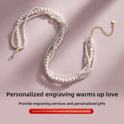 Multi-layer Twist Pearl Necklace Women's Natural Freshwater French Vintage Short Sweater Chain