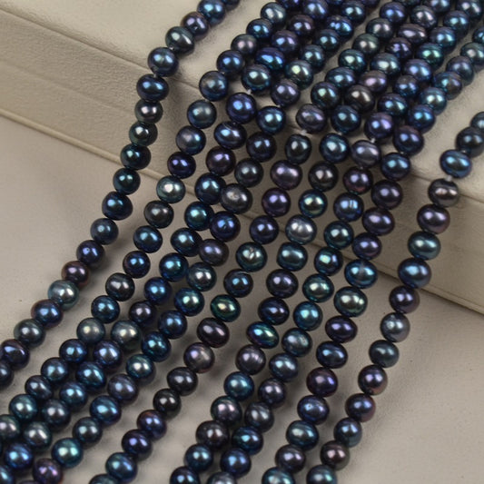 1163 5-6Mm Near Round Black Pearl Natural Freshwater Pearl Necklace work in progress