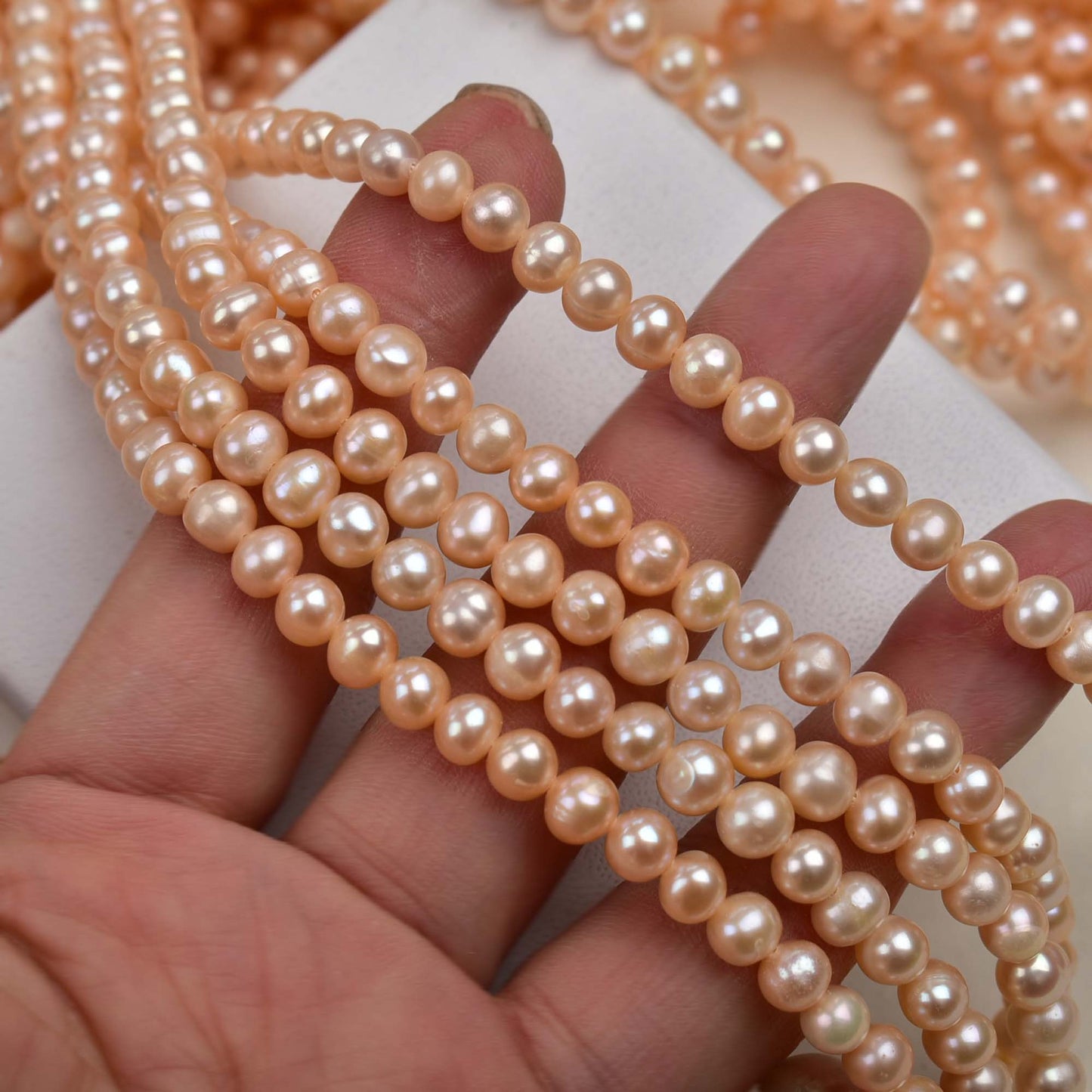 1162 5-6Mm Freshwater Pearl Loose Pearl Natural Pearl Pink Near Round Perforated Pearl work in progress diy
