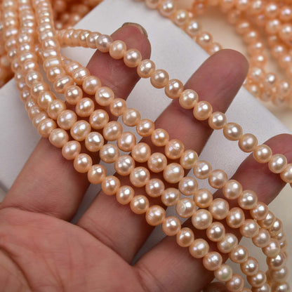 1162 5-6Mm Freshwater Pearl Loose Pearl Natural Pearl Pink Near Round Perforated Pearl work in progress diy