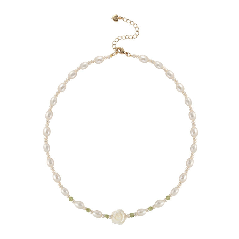 Natural freshwater pearl necklace female niche exquisite elegant camellia neck chain temperament simple collarbone chain