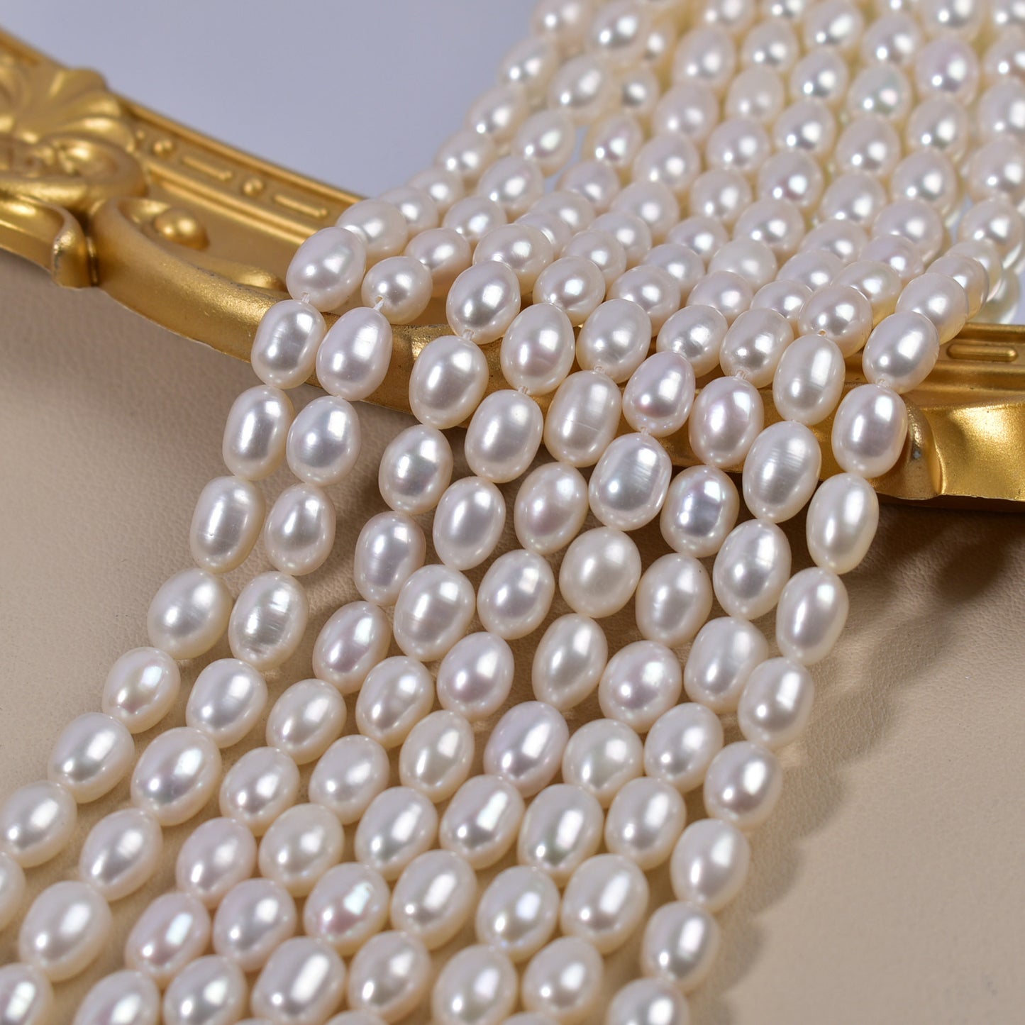 1037 Strong Light 7-8mm Rice Beads White DIY Necklace Accessories Wholesale Accessories
