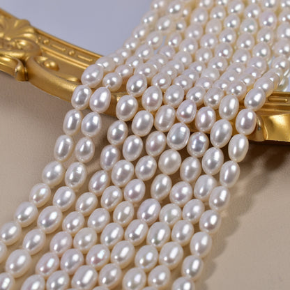 1037 Strong Light 7-8mm Rice Beads White DIY Necklace Accessories Wholesale Accessories