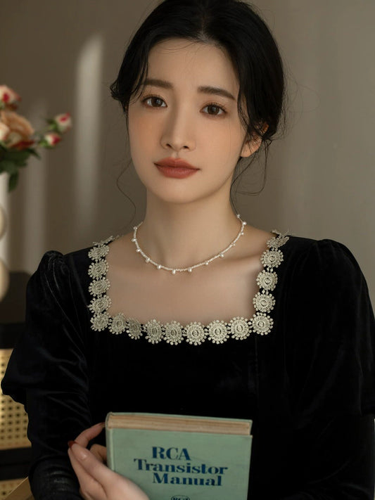 Natural Freshwater Pearl Necklace Women's Premium, Vintage Fashion Versatile Chain