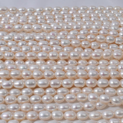 1049 Freshwater Fat Rice Beads Loose Beads Natural Pearls 7mm