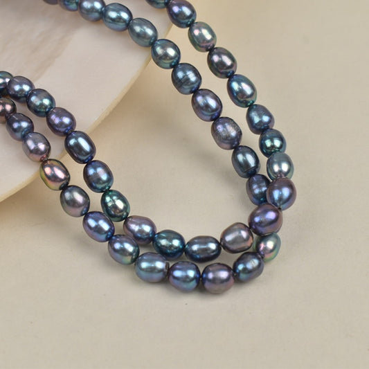 1022 7-8Mm Rice Beads Malachite Green Natural Freshwater Pearl